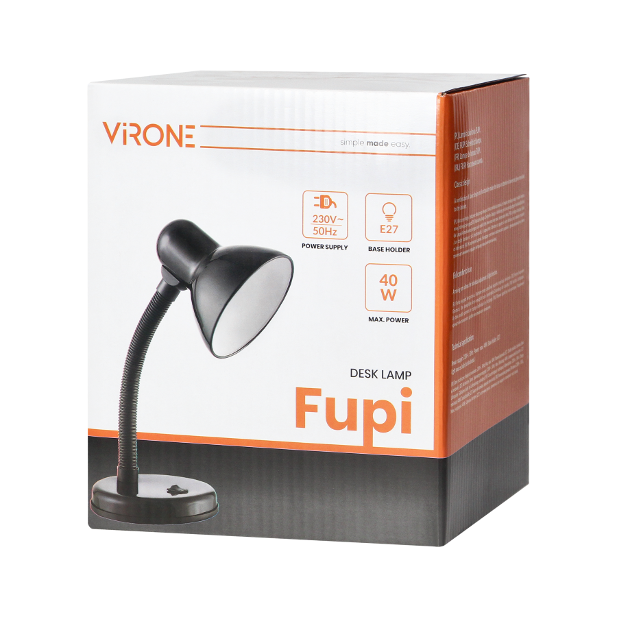 FUPI, desk lamp, 10W, E27, steel+ plastic, white